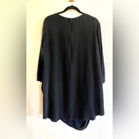 Lafayette 148 Black Silk Dress XL Long Sleeve Knee Length Asymmetrical Hem - Picture 4 of 6